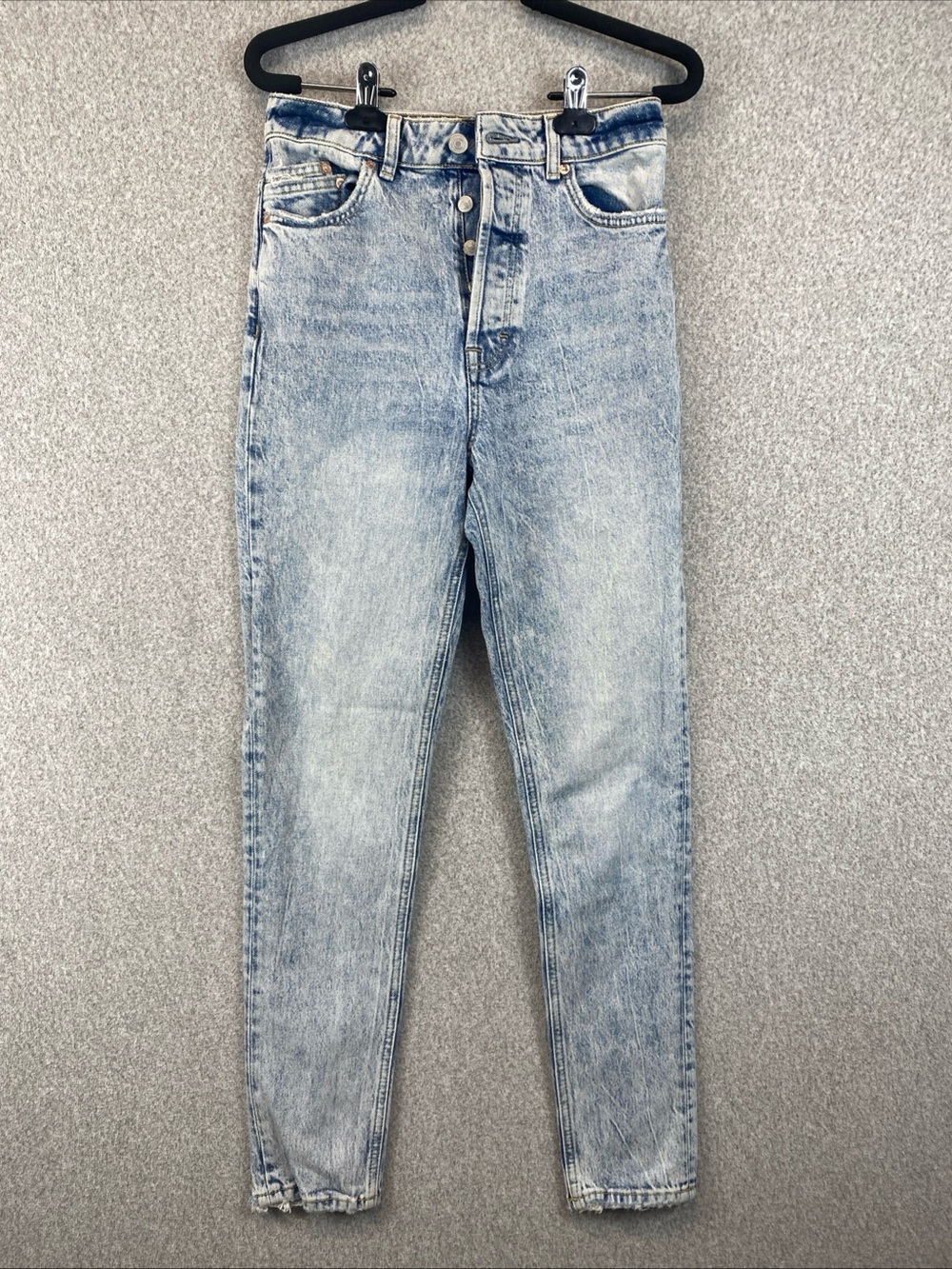We The Free High Rise Acid Washed Jeans Button Fly Womens Size 26 Tapered Leg